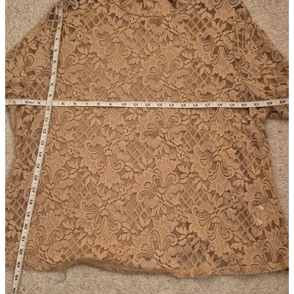 Bar III Tan Sheer Lace Long Sleeve Mock Neck Top Size 3X NWT - Picture 5 of 8